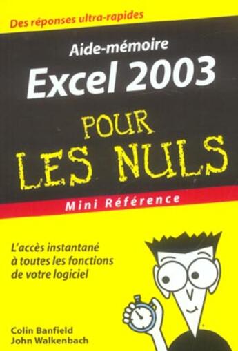 Couverture du livre « Excel 2003, mini reference » de John Walkenbach aux éditions First Interactive