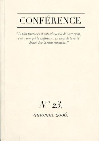 Couverture du livre « Édition 2006 » de  aux éditions Conference