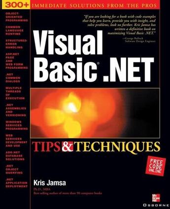 Couverture du livre « Visual basic .net tips and techniques » de Kris Jamsa aux éditions Mcgraw-hill Education