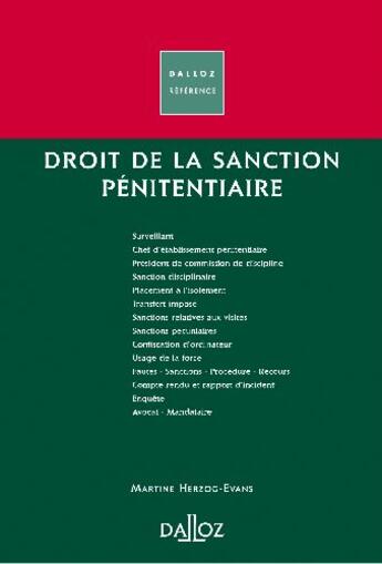 Couverture du livre « Droit de la sanction pénitentiaire » de Martine Herzog-Evans aux éditions Dalloz