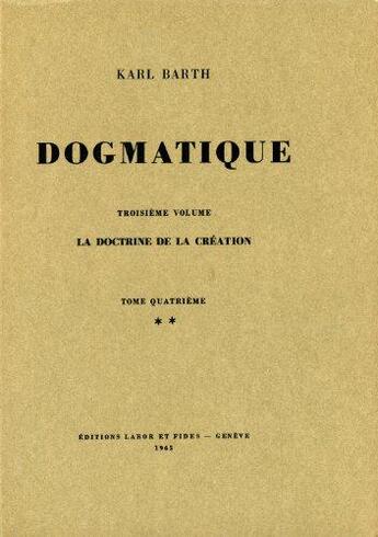 Couverture du livre « Dogmatique barth t.16 » de  aux éditions Labor Et Fides