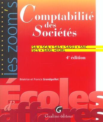 Couverture du livre « Comptabilité des sociétés (4e édition) » de Beatrice Grandguillot et Francis Grandguillot aux éditions Gualino