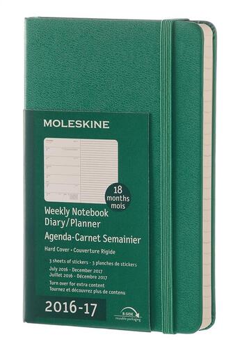 Couverture du livre « Agenda 18 mois semainier 2016-17 poche vert couverture rigide » de  aux éditions Moleskine