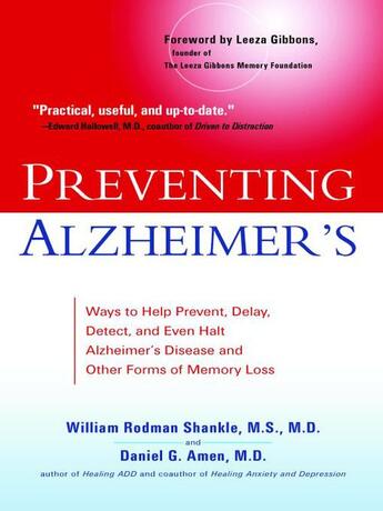 Couverture du livre « Preventing Alzheimer's » de Amen Daniel G aux éditions Penguin Group Us