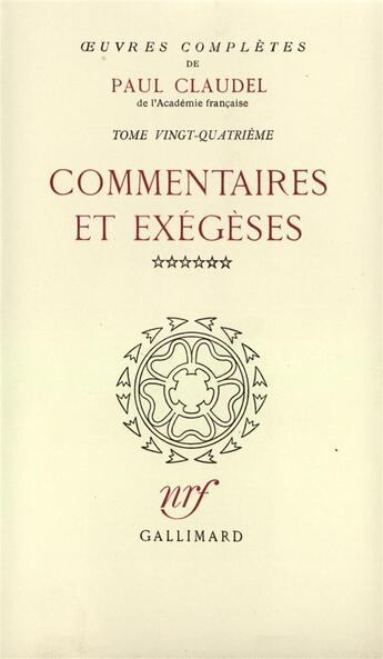 Couverture du livre « Oeuvres complètes t.24 » de Paul Claudel aux éditions Gallimard