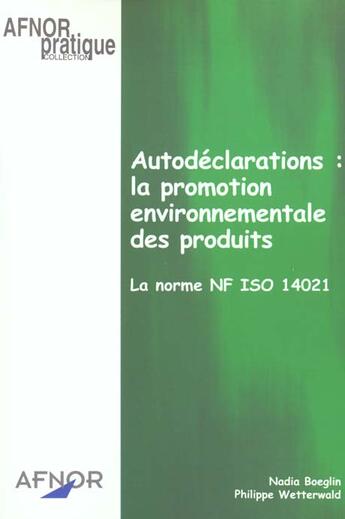 Couverture du livre « Autodeclaration Environnementale Norme Iso » de Boeglin aux éditions Afnor