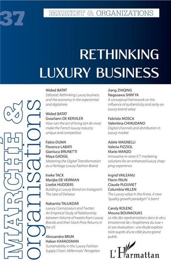 Couverture du livre « Rethinking luxury business - vol37 » de  aux éditions L'harmattan