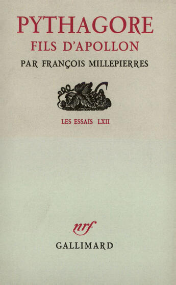 Couverture du livre « Pythagore » de Millepierr aux éditions Gallimard