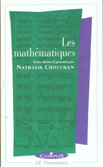 Couverture du livre « Les mathématiques » de Nathalie Chouchan aux éditions Flammarion