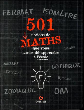 Couverture du livre « 501 notions de maths que vous auriez dû apprendre à l'école » de Sonia Mehta et Quadrum Solutions aux éditions Gremese