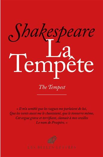 Couverture du livre « La tempete ; the tempest » de William Shakespeare aux éditions Belles Lettres