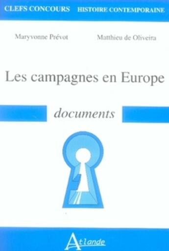 Couverture du livre « Les campagnes en europe ; documents » de F.Demier aux éditions Atlande Editions