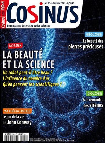 Couverture du livre « Cosinus n 234 - la beaute et la science - fevrier 2021 » de  aux éditions Cosinus