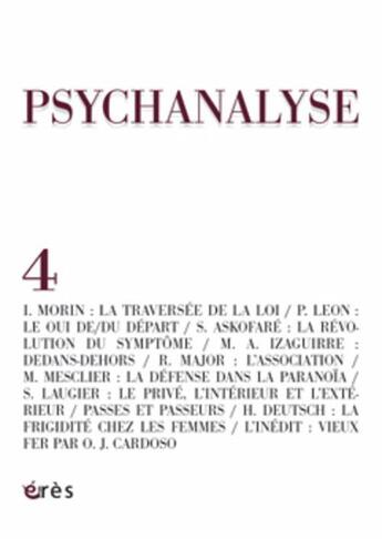 Couverture du livre « Psychanalyse 04 - la traversee de la loi » de  aux éditions Eres