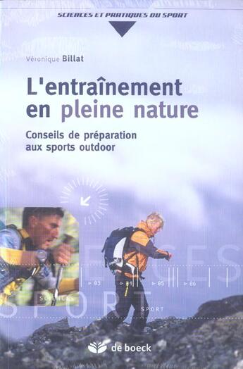 Couverture du livre « L'entrainement en pleine nature conseils de preparation aux sports outdoor » de Billat aux éditions De Boeck