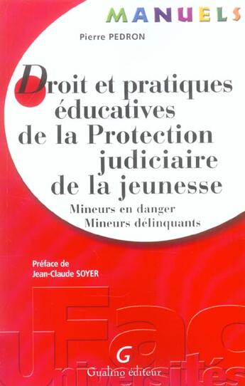 Couverture du livre « Manuel droit protection juridique de la jeunesse » de Pierre Pedron aux éditions Gualino