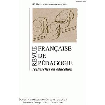 Couverture du livre « Revue francaise de pedagogie, n 194/2016. varia » de Auteurs Divers aux éditions Ens Lyon