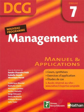 Couverture du livre « Management ; épreuve 7 ; dcg ; élève (édition 2007) » de Charreire-Petit aux éditions Nathan