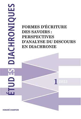 Couverture du livre « Revue etudes diachroniques numero 1 / 2023 » de Joelle Ducos aux éditions Honore Champion