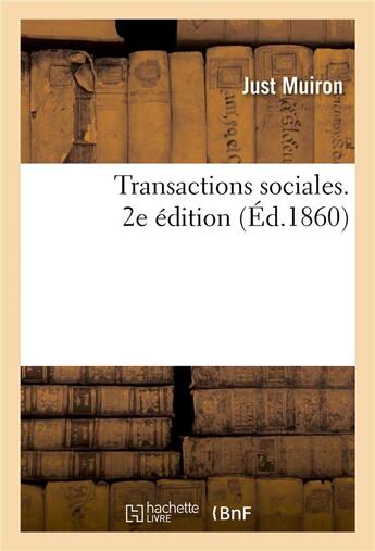 Couverture du livre « Transactions sociales. 2e edition » de Muiron-J aux éditions Hachette Bnf