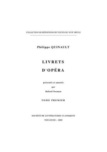 Couverture du livre « Livrets d'opéra » de Quinault Philippe aux éditions Slc