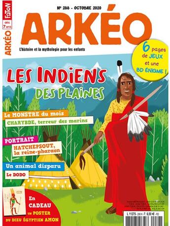 Couverture du livre « Arkeo junior n 288 les indiens des plaines - octobre 2020 » de  aux éditions Arkeo Junior