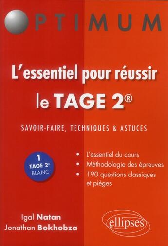 Couverture du livre « L'essentiel pour reussir le tage 2 » de Natan/Bokhobza aux éditions Ellipses