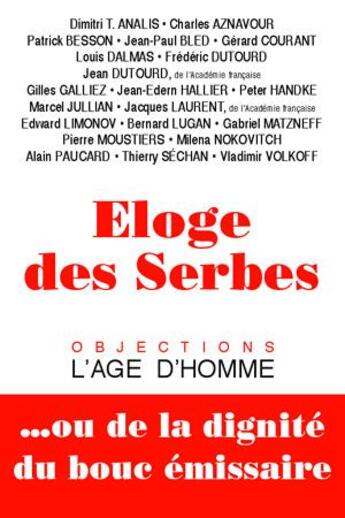 Couverture du livre « Eloge des serbes » de  aux éditions L'age D'homme