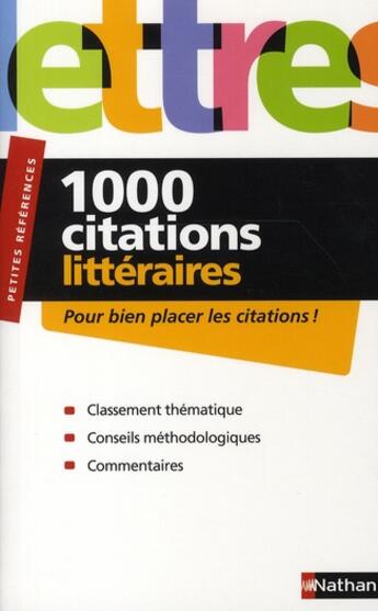 Couverture du livre « 1000 citations littéraires » de Cosnay/Huisman aux éditions Nathan