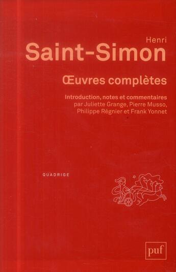 Couverture du livre « Oeuvres complètes ; coffret » de Henri Saint-Simon aux éditions Puf