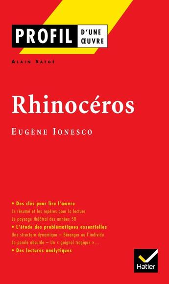 Couverture du livre « Rhinocéros d'Eugène Ionesco » de Alain Satge aux éditions Hatier