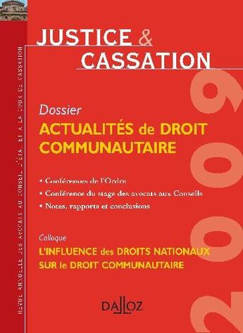 Couverture du livre « Justice et cassation 2009 » de  aux éditions Dalloz