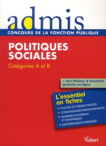 Couverture du livre « Politiques sociales ; catégories A et B » de Christelle Jamot-Robert aux éditions Vuibert