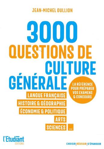 Couverture du livre « 3000 QCM de culture générale » de Jean-Michel Oullion aux éditions L'etudiant