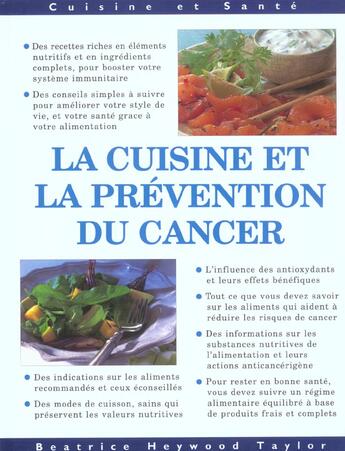 Couverture du livre « Cuisine et prevention du cancer » de Heywood Taylor aux éditions Adn