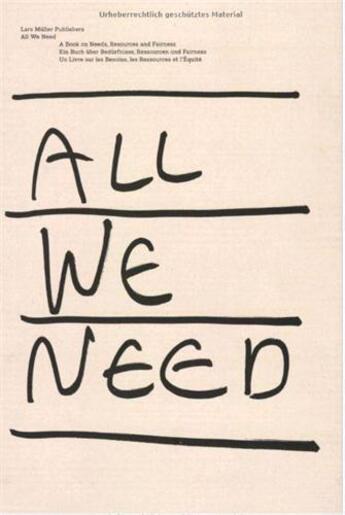 Couverture du livre « All we need » de Holzer Kobler aux éditions Lars Muller