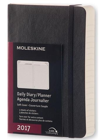 Couverture du livre « Agenda 2017 journalier poche souple noir » de  aux éditions Moleskine