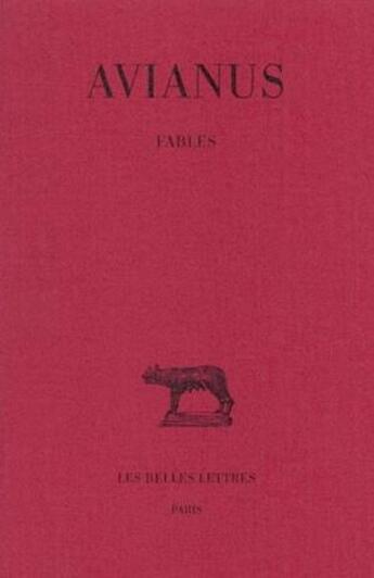 Couverture du livre « Fables » de Avianus aux éditions Belles Lettres