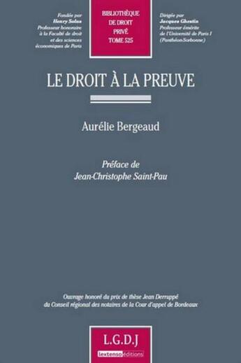 Couverture du livre « Le droit à la preuve » de Aurelie Bergeaud aux éditions Lgdj