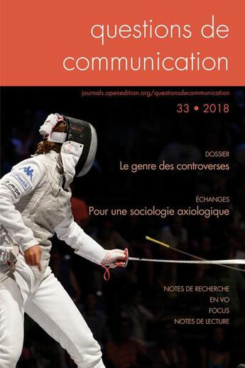 Couverture du livre « QUESTIONS DE COMMUNICATION t.33 ; le genre des controverses » de Jul Cervulle Maxime aux éditions Pu De Nancy