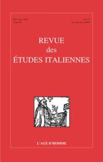 Couverture du livre « T 55 1-2 » de Revue Des Etudes Ita aux éditions L'age D'homme