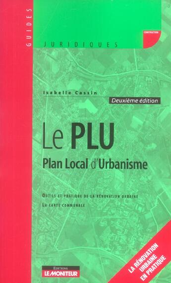 Couverture du livre « Plan Local D'Urbanisme » de Isabelle Cassin aux éditions Le Moniteur