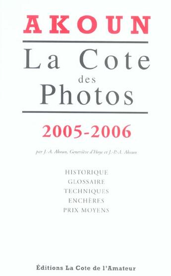 Couverture du livre « Cote Des Photos 2005 » de Jacky Akoun aux éditions Amateur