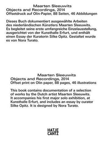 Couverture du livre « Maarten sleeuwits objects and recordings /anglais/allemand » de Cantz Hatje aux éditions Hatje Cantz