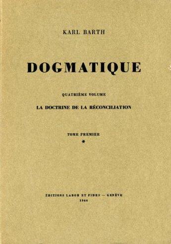 Couverture du livre « Dogmatique barth t.17 » de  aux éditions Labor Et Fides