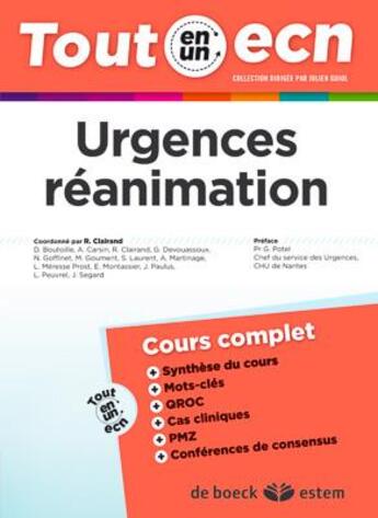 Couverture du livre « Urgences-réanimation ; cours complet » de Renaud Clairand aux éditions Estem