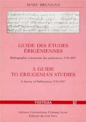 Couverture du livre « Guide des etudes erigeniennes » de Brennan Mary aux éditions Cerf