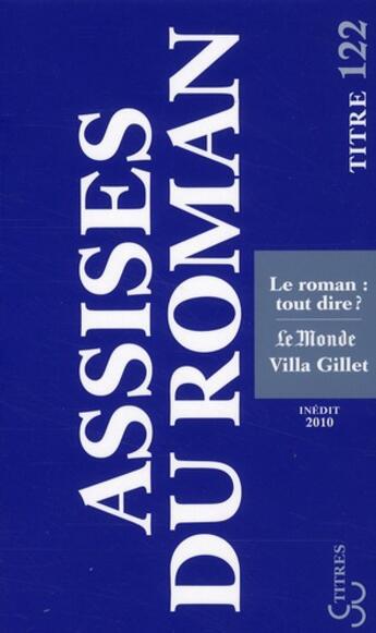 Couverture du livre « Assises internationales du roman (édition 2010) » de  aux éditions Christian Bourgois