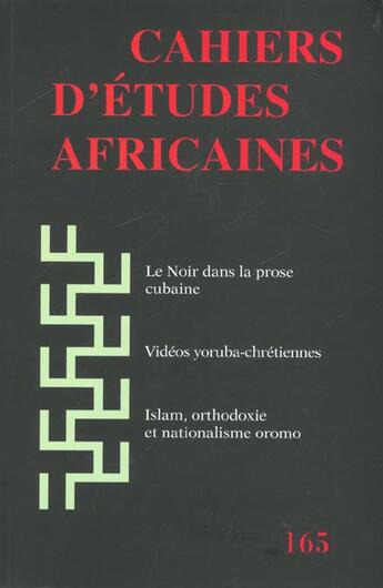 Couverture du livre « Cahiers d'études africaines T.165 » de  aux éditions Ehess