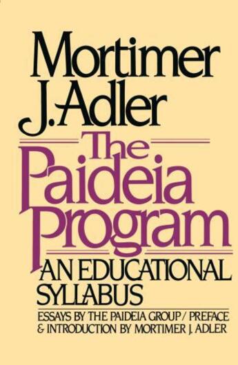 Couverture du livre « Paideia Program » de Adler Mortimer J aux éditions Touchstone